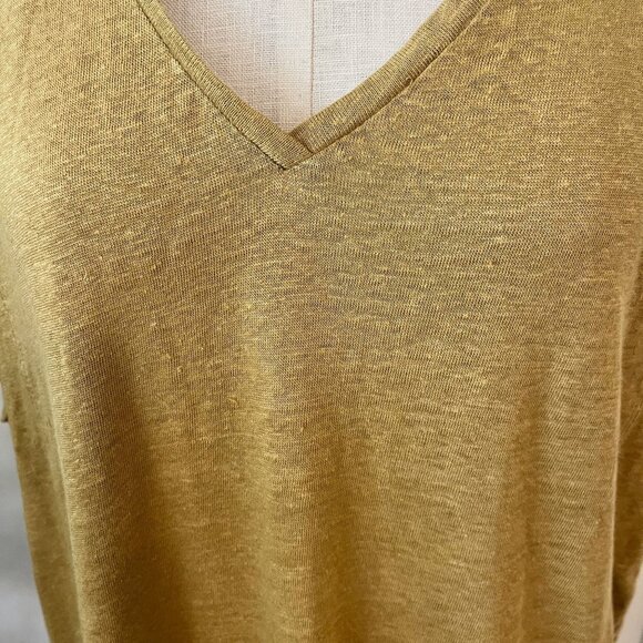 NWT POETRY Gold Linen Short Sleeve Top Size 18 - Picture 2 of 6